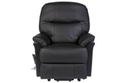 Lars Riser Recliner Leather Chair w/ Single Motor - Black.